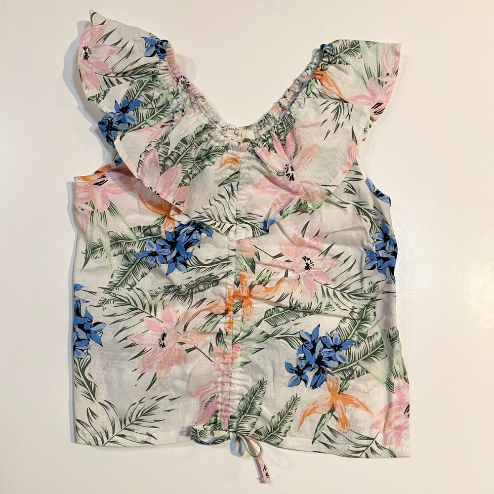 Jessica Simpson Tropical Floral Cinched Top